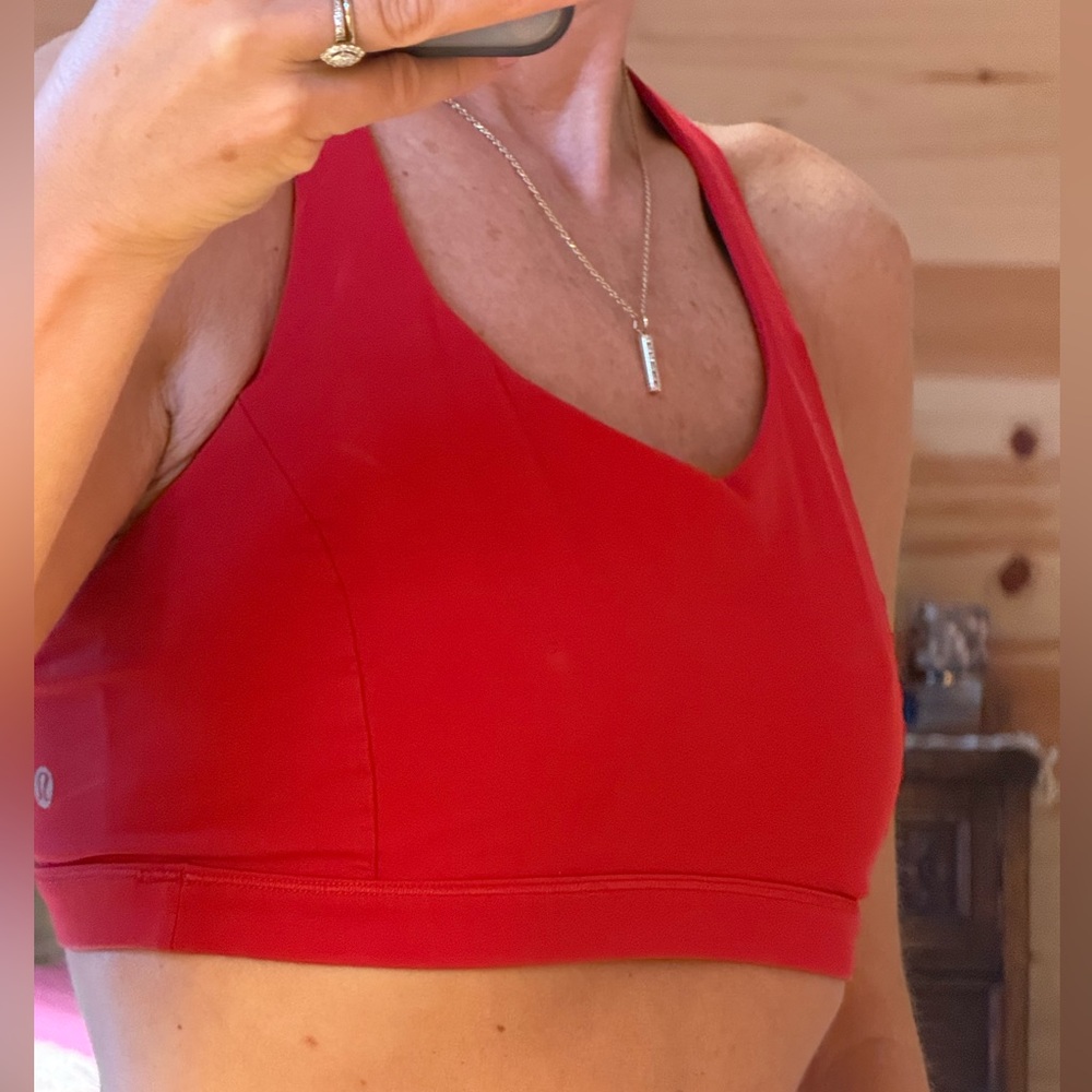Lululemon Red Strappy Back Sports Bra | Size M | Medium Support Yoga - Picture 8 of 8